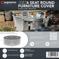 Supremo TEX 6 Seat Round Garden Furniture Cover (188.214.22)