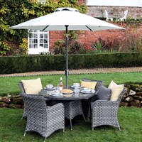 Supremo Winchester Storm Grey 4 Seat Round Outdoor Garden Furniture Dining Set