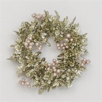 Swift 26cm Champagne Glitter Leaf Christmas Candle Ring (YCR29324)