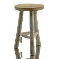Teak Wood Natural Stool/Plant Stand (800659)
