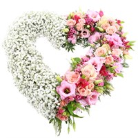 With Sympathy Flowers - Textured Loose Heart - 15 Inch