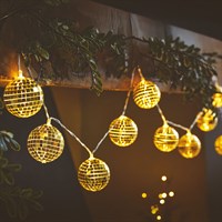 Three Kings 10 Glitter Ball Gold LED Christmas String Lights Set (2507009)