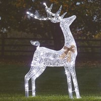 Three Kings 140cm Silver Glitter Twist Light Up Christmas Reindeer Decoration (2506050)