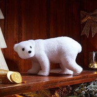 Three Kings 15cm Fluffy Polar Bear Standing Christmas Table Decoration (2530196)