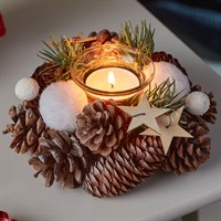 Three Kings 15cm Frost Pine Solo Christmas Candle Holder (2541826)