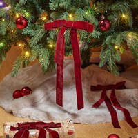 Three Kings 18cm 8 Pack of Long Tail Velvet Christmas Tree Bows Burgundy (2551029)
