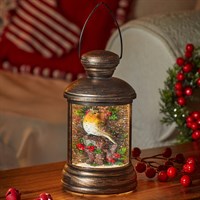 Three Kings 18cm Robin Swirl Light Up Water Lantern Christmas Decoration (2537049)
