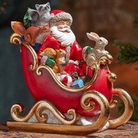 Three Kings 19cm Santas Woodland Critter Sleigh Christmas Table Decoration (2530191)