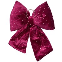 Three Kings 22cm Diamante Padded Christmas Bow Burgundy (2551009)