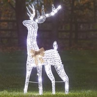 Three Kings 235cm Silver Glitter Twist Light Up Christmas Reindeer Decoration (2506048)