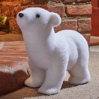 Three Kings 27cm Fluffy Polar Bear Large Standing Christmas Table Decoration (2530197)