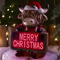 Three Kings 29cm Highland Cow Merry Christmas Light Up Decoration (2535182)