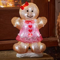 Three Kings 30cm Acrylic Inlit Ice Gingerbread Girl Light Up Christmas Decoration (2515055)