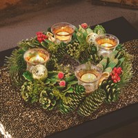 Three Kings 33cm Bauble Pine Christmas Ring Quartet Candle Holder (2541835)
