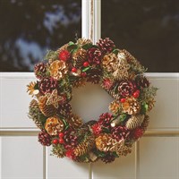 Three Kings 36cm Purple & Gold Pine Cone Christmas Wreath (2541052)