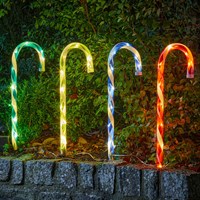 Three Kings 4 Candycane Christmas Path Stake Lights Multi Colour (2501016)