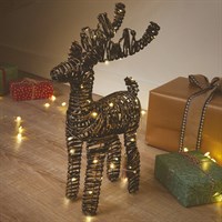 Three Kings 40cm Black & Gold Braid Wonder Deer Light Up Christmas Decoration (2532138)
