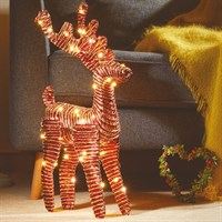 Three Kings 40cm Red & Gold Braid Wonder Deer Light Up Christmas Decoration (2532133)