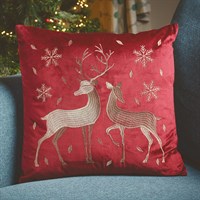 Three Kings 45cm Reindeer & Doe Christmas Cushion - Ruby (2525201)