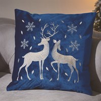 Three Kings 45cm Reindeer & Doe Christmas Cushion - Sapphire (2525200)