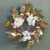 Three Kings 60cm Champagne Magnolia Artificial Christmas Wreath (2543062)