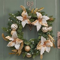 Three Kings 60cm Golden Poinsettia Artificial Christmas Wreath (2543064)