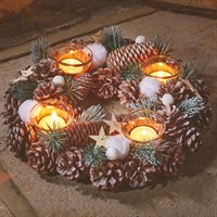 Three Kings 62cm Frost Pine Ring Quartet Christmas Candle Holder (2541825)