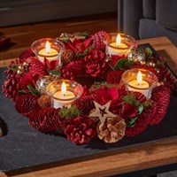 Three Kings 67cm Festive Fir Ring Quartet Christmas Candle Holder (2541832)