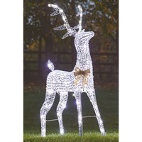 Three Kings 95cm Silver Glitter Twist Light Up Christmas Reindeer Decoration (2506049)