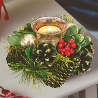 Three Kings Bauble Pine Christmas Solo Candle Holder (2541833)