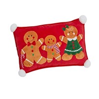 Three Kings 50cm Gingerbread Family Christmas Cushion - Red (2531319)