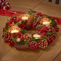 Three Kings Purple & Gold Pine Cone Christmas Ring Quartet Candle Holder (2541800)