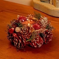 Three Kings Purple & Gold Pine Cone Christmas Solo Candle Holder (2541801)