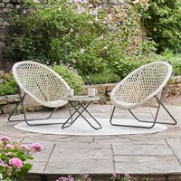 TOBS Faux Rattan Folding Outdoor Garden Furniture Lounge Set in Cream (23936)