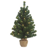 Tree Classics 60cm (2ft) Burlap Arctic Spruce Pre Lit Artificial Christmas Tree (24-89-BLPLW)