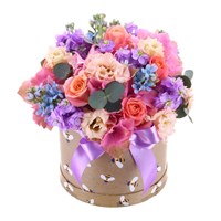 Vibrant Bee Print Hat Box Floral Arrangement