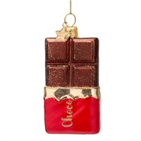 Vondels Chocolate Bar 11cm Glass Christmas Ornament (2250650110019)