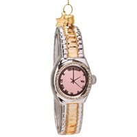 Vondels Gold, Pink & Silver Watch 13cm Glass Christmas Ornament (1250101130031)