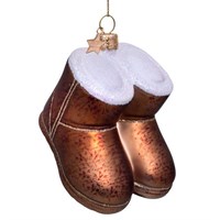 Vondels Suede Boots In Brown 7cm Glass Christmas Ornament (5240604070015)