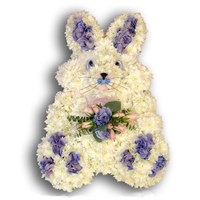 With Sympathy Flowers - Chrysanthemum Based Bunny 23 Inch x 15 Inch