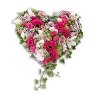 With Sympathy Flowers - Loose Heart Pink And Lime - 18 Inch