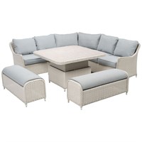 Woodlodge Antigua Pearl and Ash Grey Square Casual Corner Outdoor Garden Furniture Set