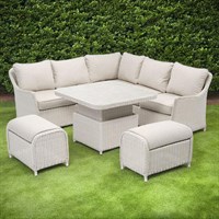 Woodlodge Antigua Pearl and Oatmeal Mini Corner Outdoor Garden Furniture Set (C-24-B-002)