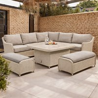 Woodlodge Antigua Pearl and Oatmeal Square Casual Corner Outdoor Garden Furniture Set