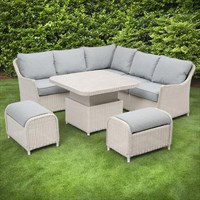 Woodlodge Antigua Pearl and Ash Mini Corner Outdoor Garden Furniture Set with Adjustable Table