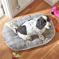 Zoon Grey Plaid Oval Dog Bed Cushion