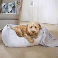 Zoon Silver Square Faux FurBed Dog Bed