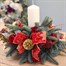Christmas Gold & Red Posy with Candle