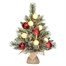 Edelman 45cm Green Frosted Pre Lit Artificial Burlap Christmas Tree with Red Baubles & Pine Cones (1166291)