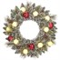Edelman 45cm Green Frosted Pre Lit Artificial Christmas Wreath with Red Baubles & Pine Cones (1166289)